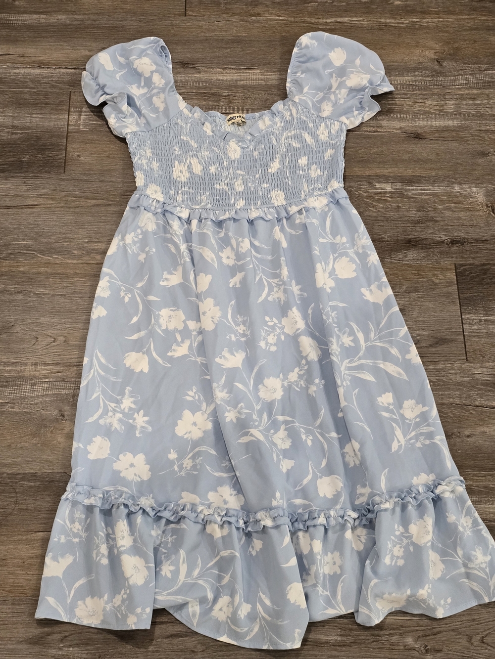 Inspired Hearts Pale Blue & White Floral Midi Dress